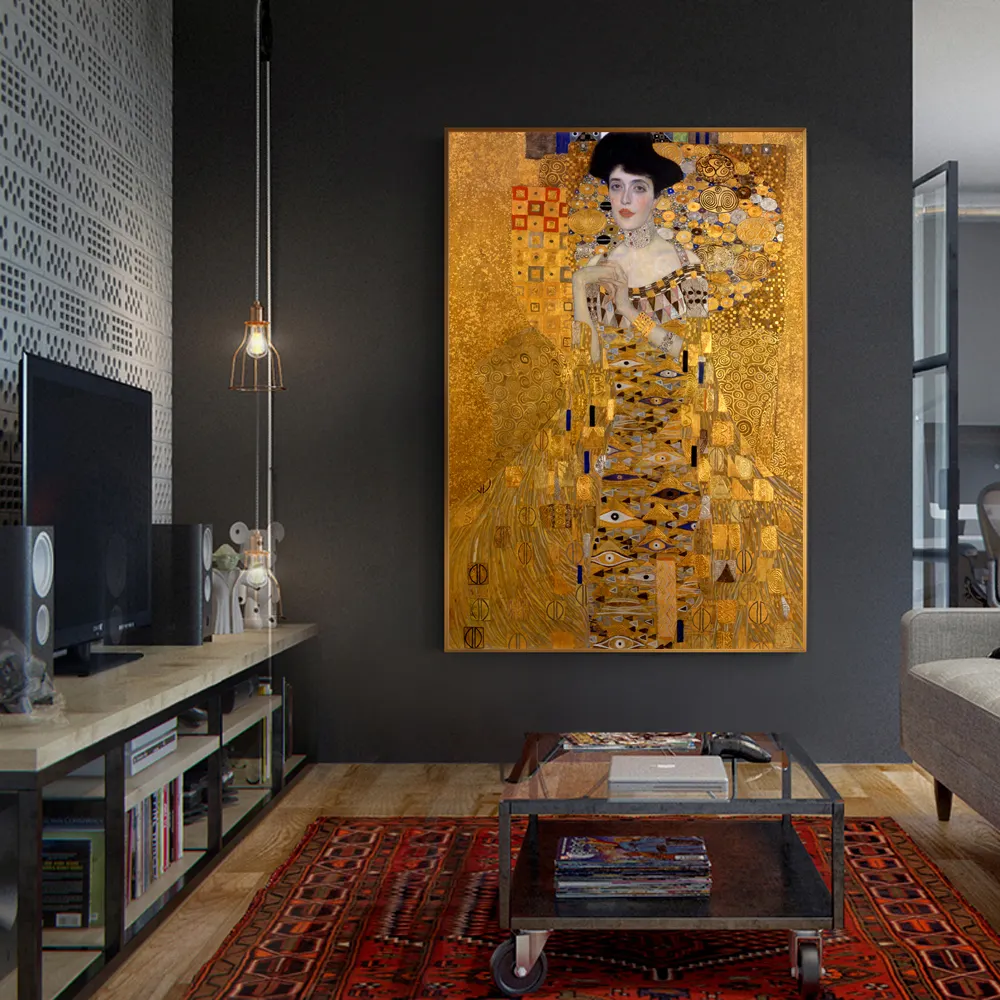 Portrait Of Adele Bloch Canvas Paintings On The Wall Gustav Klimt Kiss Paintings Reproductions Canvas Prints For Living Room