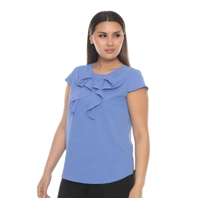 Tops para mulheres plus size roupas femininas moda azul blusa de mangas curtas novos modelos de alta qualidade melhor preço do fabricante