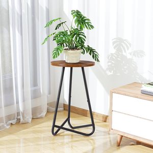 <strong>50cm</strong> Standing Type Wooden &amp; Metal Plant Stand Modern Flower <strong>Shelf</strong> for Living Room Balcony Office (Black Rustic Brown) - Product Image 5