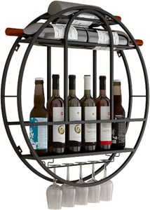Soporte de vino de metal para construcción de hierro duradero a prueba de óxido para almacenamiento de barra de hogar elegante y diseño compacto para ahorrar espacio - Product Image 2