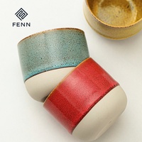 Tasse à café en céramique FENN personnalisée en argile 230 ml, tasse à café de restaurant japonais, tasse à thé rétro, grès coloré, poterie vintage grossière