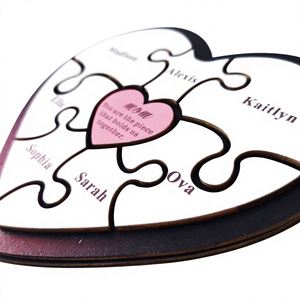 Ornement de puzzle en bois en forme de cœur à motif personnalisé, ornement photo de bureau pour la fête des mères et Thanksgiving - Product Image 3