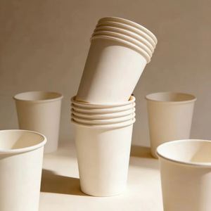 Gobelets en carton jetables à paroi simple, blancs, sans logo, 12 oz, écologiques, pour le thé à emporter, vente en gros, fabriqués en usine - Product Image 1