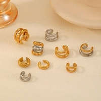 Manchette d'oreille sans perçage en acier inoxydable plaqué or 18 carats, boucles d'oreilles clipsables en forme de U, bijoux de mode pour femmes, vente en gros