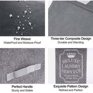 Cesto de Ropa Sucia Plegable de Tela de Lino de 72L, Personalizable, con Tapa y Asa, Gran Capacidad - Product Image 3