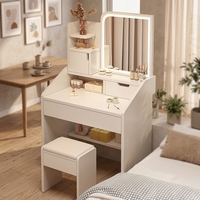 Coiffeuse moderne pour chambre à coucher, table de maquillage simple avec miroir, rangement multifonctionnel pour petit appartement