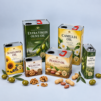 Bidon carré en fer blanc pour huile, 500 ml, 1 L, 2,5 L, 4 L, 5 L, pour huile d'olive et huiles alimentaires, avec bouchon à vis personnalisé, étanche, recyclé