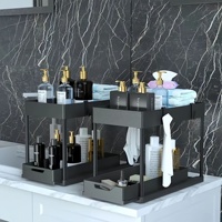 Organisateur de cuisine multi-usages à 2 niveaux Tiroirs coulissants sous l'évier Étagère de rangement pour épices et salle de bain