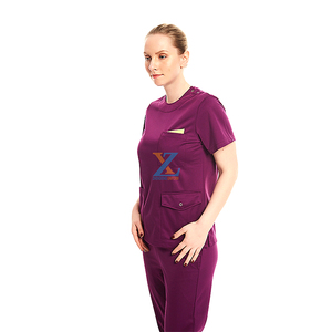 Multi bolsillo hombres mujeres enfermería Scrubs traje de manga corta Unisex médico Scrubs uniformes conjuntos - Product Image 1