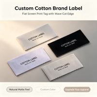 Étiquette de col en coton à bords ondulés pour vêtements d'enfants et de femmes avec logo personnalisé imprimé à l'écran sur tissu mat doux