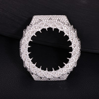 Reloj G-Shocks GA2100 con Incrustaciones de Diamantes VVS Moissanite, Caja de Latón con Bisel Chapado en Oro, Reloj con Diamantes Completos, Joyería Hip Hop para Hombre