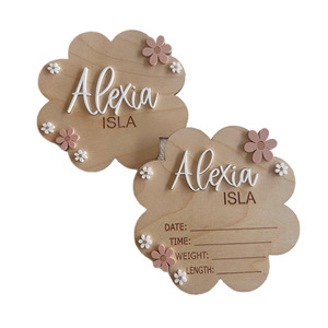 Panneau souvenir de naissance en bois Nuage Marguerite, Plaque nominative bébé, Accessoire photo, Nouvelles idées de produits uniques, Coffret cadeau pour jeune maman, Articles cadeaux esthétiques - Product Image 5