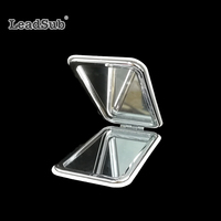 Miroir compact en cuir PU double face de couleur blanche, personnalisable par Leadsub
