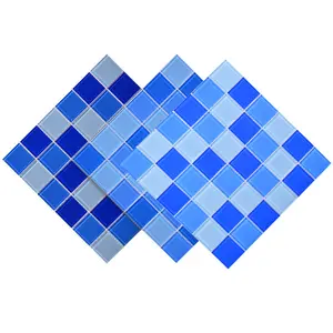 Longstar новый дизайн стеклянная мозаичная фарфоровая плитка Трехцветная синяя декоративная стеклянная мозаичная плитка для бассейна