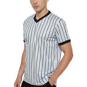Men's Basketball Referee Jersey Grey V-Neck Pinstripe Moisture Wicking Regular Fit Sports Shirt - Product Image 2