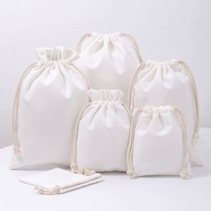 Wholesale Personalized Beige Muslin Bag Custom <b>Small</b> Cotton Drawstring Bag Pouch for Bracelet Storage Bag - Product Image 4
