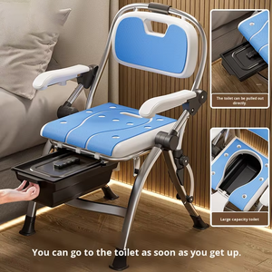 Toilette et douche portables pour personnes âgées, tabouret pliable à double usage pour la maison, chaise de toilette robuste - Product Image 3