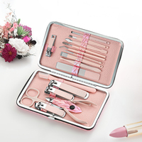 Kit de manucure et pédicure classique personnalisé en acier inoxydable rose, 16 pièces, 7 pièces, boîte professionnelle, durable, portable