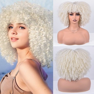 Perruques courtes afro bouclées de haute qualité de 12 pouces avec frange, perruque afro sans colle, <span class=keywords><strong>cheveux</strong></span> ombrés Kinky Bomb <span class=keywords><strong>pour</strong></span> femmes noires - Product Image 2