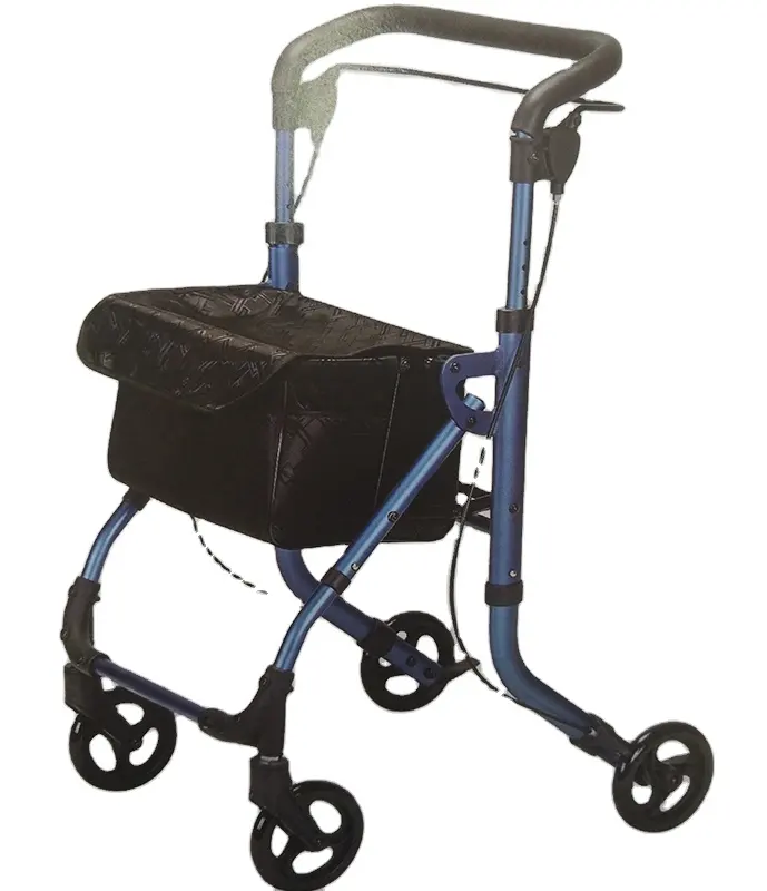 Aluminum Folding Four Wheeled Rollator Walkers With Transparent dinner tray