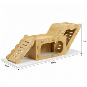 Casa de Bambú para Hámster con Escalera y Escondite, Refugio Duradero para Mascotas Pequeñas, Forma Rectangular, para Suministros de Hámster - Product Image 4