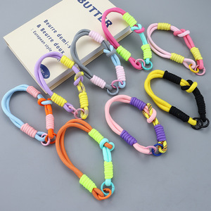 Colorful Double Buckle Knot Short Lanyard Mobile Phone Case New Style Portable Wrist Rope Keychain Accessories Nylon Rope