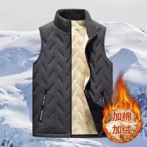 <span class=keywords><strong>Gilet</strong></span> in Lana d'Agnello da Uomo Autunno <span class=keywords><strong>e</strong></span> Inverno Cappotto Felpato Ispessito Caldo <span class=keywords><strong>Nero</strong></span> <span class=keywords><strong>Gilet</strong></span> Ampio da Indossare Esternamente - Product Image 4