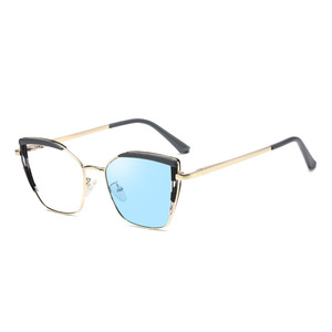 Nouvelles montures de lunettes optiques œil-de-chat pour femmes, verres PC UV400 anti-lumière bleue, taille moyenne, couleur noire, origine Taizhou - Product Image 3