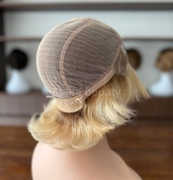 Perruque médicale en silicone et PU, entièrement nouée à la main, cheveux humains non traités, cheveux bruts, dessus en soie, perruque médicale en cheveux humains, perruque pour l'alopécie