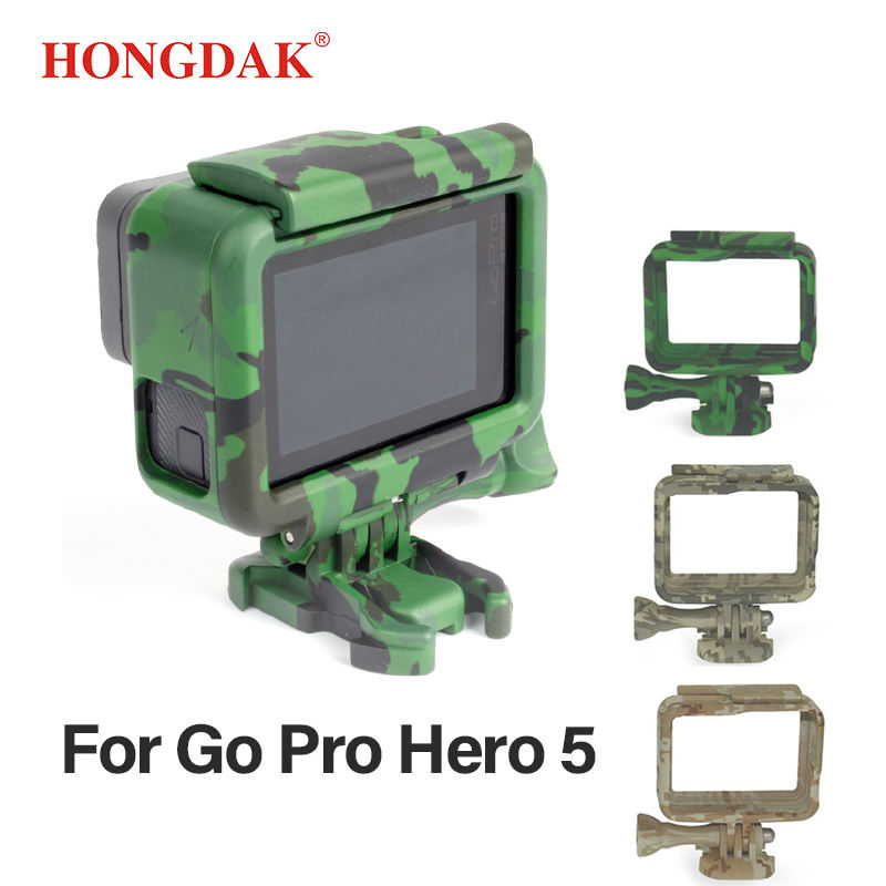 HONGDAK Army Green Protective Frame Case Shell Protector Housing with Screw Base Mount for GoPro Hero 5 6 7 Camera Accessories