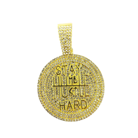 PD3107 Pendentif Bijoux en cocarde Strass glacé Hip-hop Argent Plaqué Or Alliage de zinc Symbole Bouddhisme