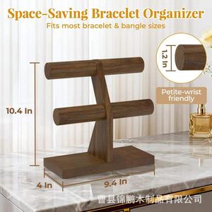 Expositor de Pulseras de Madera de 2 Niveles, Organizador de Joyas, Soporte de Almacenamiento para Relojes, Soporte de Joyería de Escritorio - Product Image 4