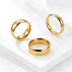 Tungsten Steel 18K Gold Plated <b>Ring</b> 4mm 6mm 8mm Unisex Fashionable Index Finger <b>Ring</b> For Men And Women - Product Image 1
