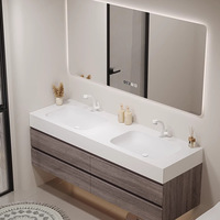 Ensemble de meubles de salle de bain : Meuble sous-vasque intégré et meuble-lavabo pour toilettes