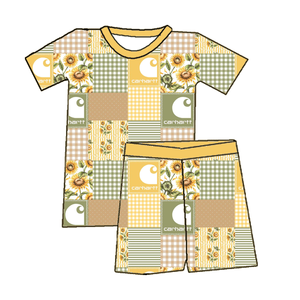 Ensemble deux pièces décontracté d'été pour bébé garçon en bambou, t-shirt à manches courtes et short, style anglais avec logo - Product Image 1