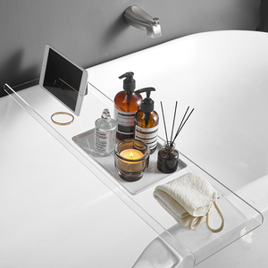 Clear Light luxury bath rack Acrylic bathroom storage tray partition bath rack Clear Acrylic Bathtub Caddy Tray for Bathroom