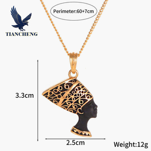 Collier rétro à la mode pour hommes, collier avec pendentif personnalisé Reine égyptienne Pharaon Isis Horus - Product Image 2