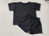 Set pakaian katun uniseks, setelan baju celana pendek gaya Batik, kaus kasual lengan pendek gaya OEM warna polos, pakaian dua potong untuk bayi laki-laki dan perempuan