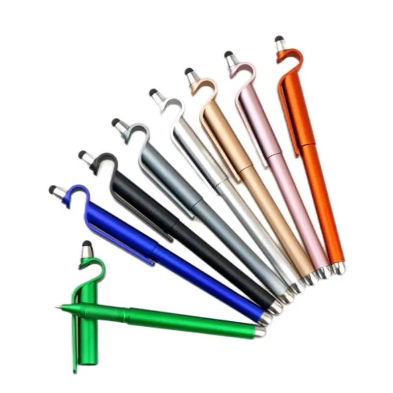 ロゴ印刷でジェルペンをカスタマイズするプロモーションギフト用につや消しのスタイラスと電話スタンド付きの環境にやさしいABSプラスチックペン