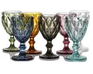 Grosir Gelas 300Ml Unik Kristal Tahan Panas Antik Berwarna Timbul Gelas Anggur Piala