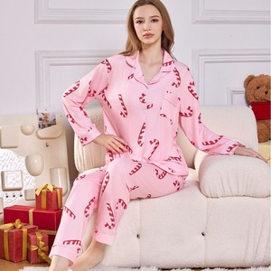 <strong>Women's</strong> <strong>Christmas</strong> Sleepwear Set Soft Long-sleeved Long Pants Pajamas Soft Loose Cardigan Lapel <strong>Christmas</strong> <strong>Pyjamas</strong> Two Piece - Product Image 3