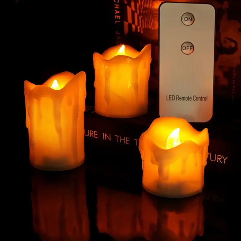 Klasik Dekorasi Natal Baterai Remote LED Lilin Diwali Dekorasi Diya & Warm White Berkedip Flameless Teh