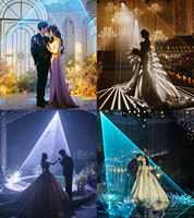 Lumière laser professionnelle RVB, ambiance romantique, pleine couleur, contrôle du son, décoration de mariage, effet d'éclairage de fond de scène