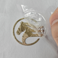 Patch en TPU moulé 3D personnalisé, haute fréquence, plaqué or métallique, pour transfert de logo sur vêtements