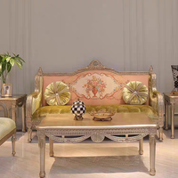 Ensemble de canapés en bois sculpté à la main, style classique italien, luxe antique royal, pour salon, maison, villa, appartement