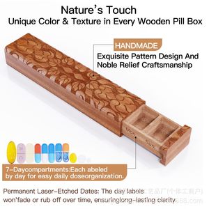กล่องใส่ยาไม้แบบ 7 วัน พร้อมช่องจัดเก็บยาและวิตามินสำหรับการเดินทาง - Product Image 5
