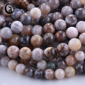 Zhe Ying 6/8/10mm perles d'agate de bambou perles de pierre pour la fabrication de bijoux perles d'agate de bambou - Product Image 1