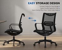 Fauteuil de bureau ergonomique à dossier mi-haut inclinable avec support lombaire et dossier en maille