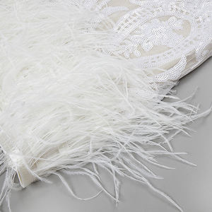 A6860 MIgu moda seksi Mini elbise beyaz dantel uzun kollu tüy Halter kadınlar akşam kokteyli parti kadın gelinlik - Product Image 5