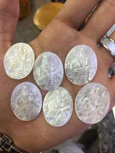 Pendentif en grosse pierre naturelle, caméo, jésus de jésus, mère de perle, religieux pour pendentif - Product Image 3